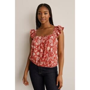 4 for $10 Melrose and Market Baloon Ruffle Sleeve top Rust and Cream M